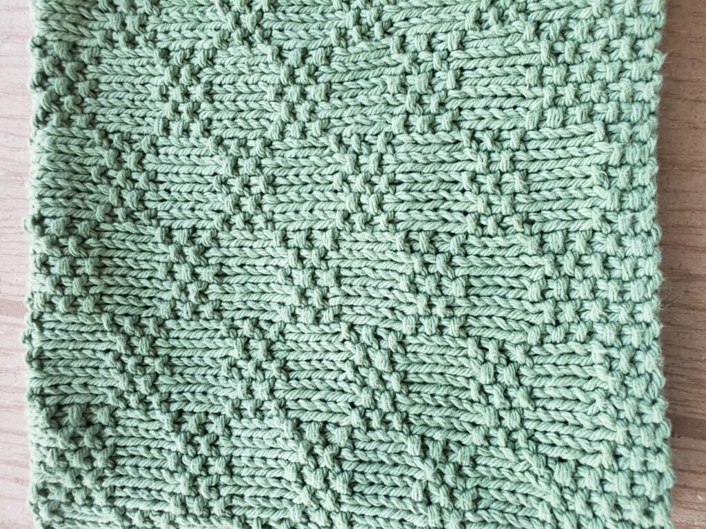textured knit washcloth closeup