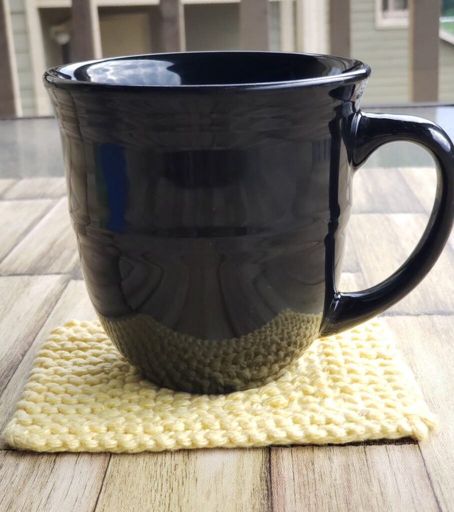 Everyday Comforts Heart Coaster: An Easy Knit Coaster Pattern for Beginners gift idea heart coaster